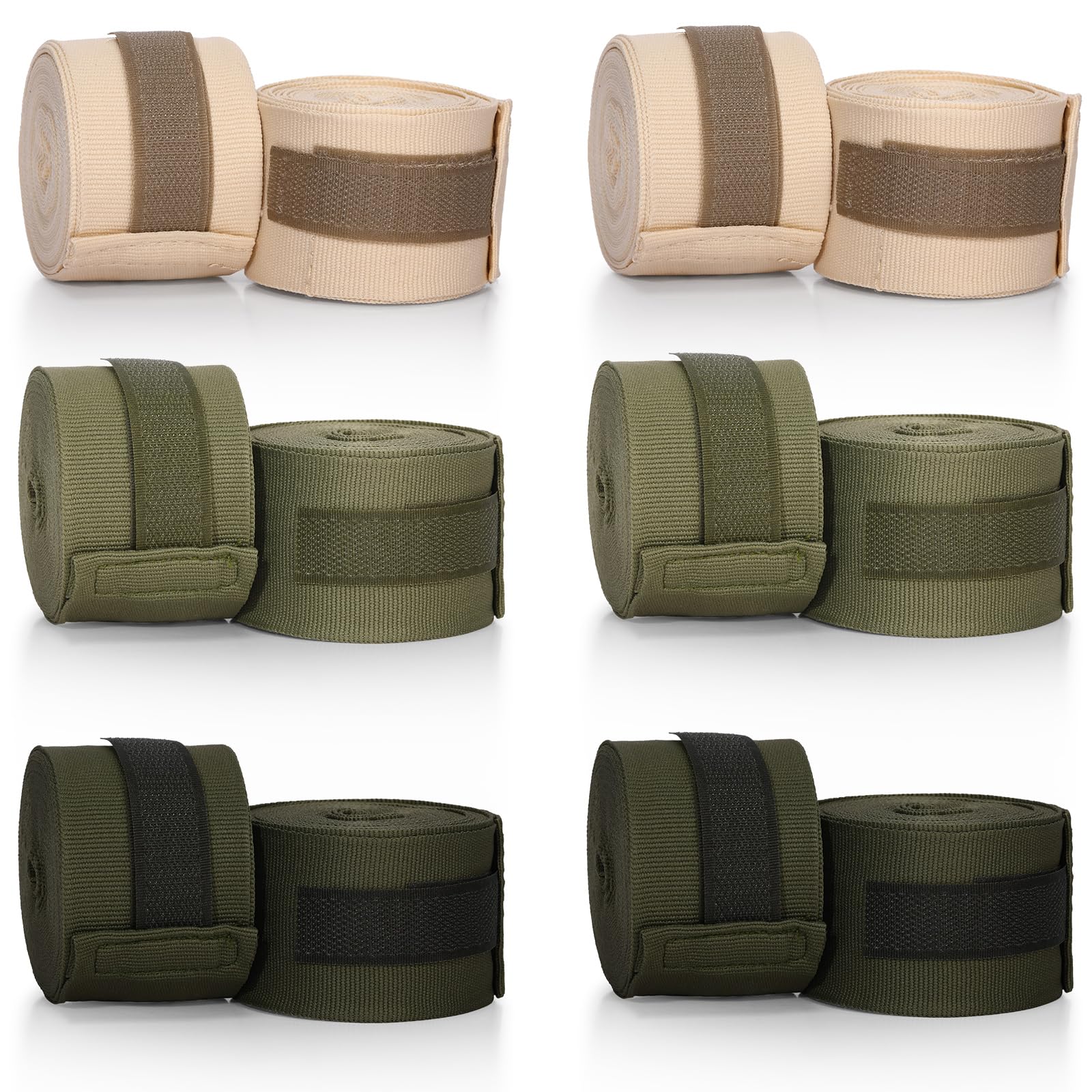Photo 1 of Junkin 6 Pairs Boxing Hand Wraps for Boxing Wraps Wrist Pugilism Handwraps for Men Women Kickboxing Muay Thai MMA(Beige, Army Green, Dark Green,180 Inch)