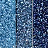 Miyuki Delica Seed Beads Bundle: Size 11/0, Blue Inside Color Lined Palette Collection DB1761, DB1762, DB1763