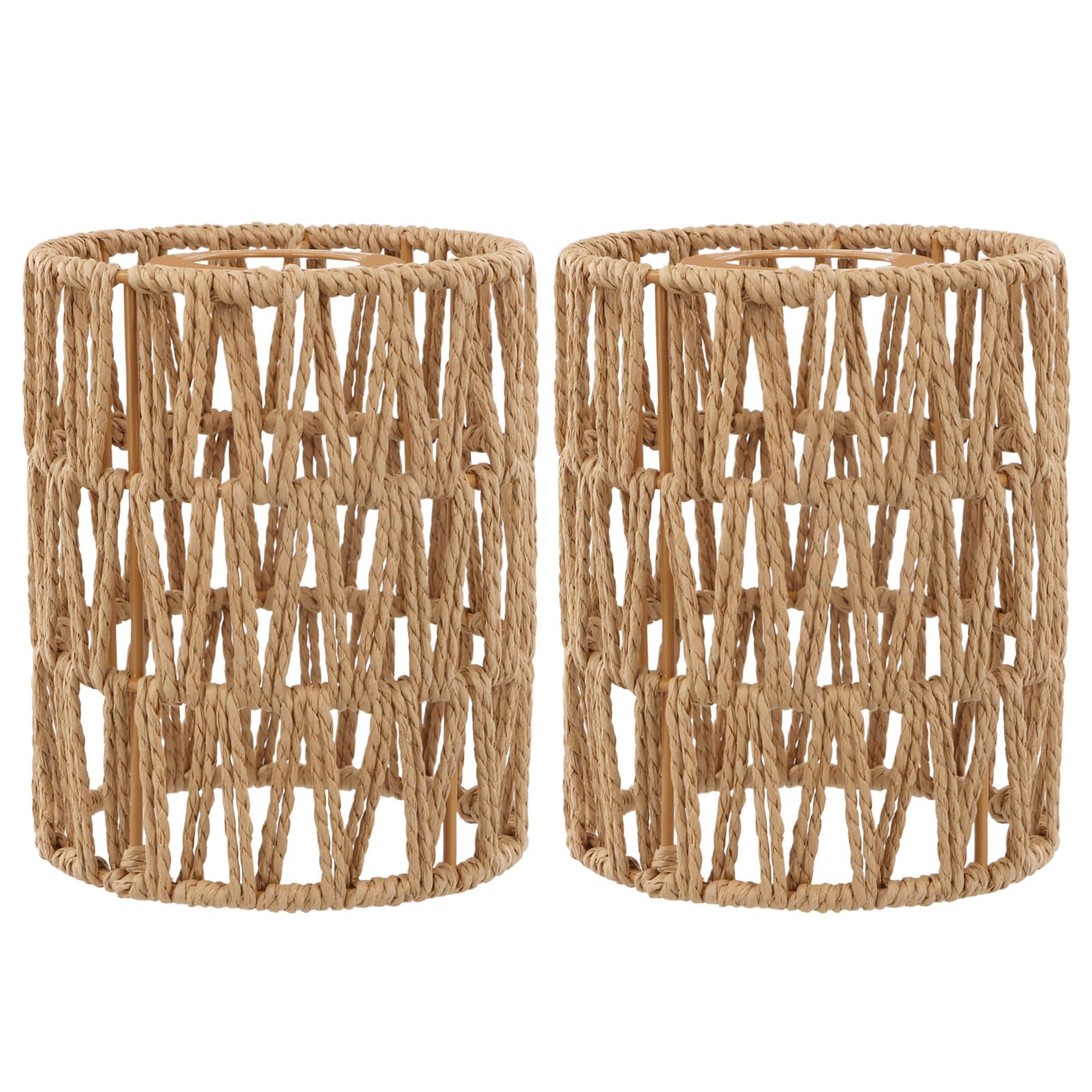 Handwoven Rattan Lampshade - Boho Lampshade,Replacement Lampshade for Pendant Lights,Wall Sconces,Lampshades Ø 12cm for Floor Lamps - Natural Rattan Light Cover for Living Room,Bedroom (2)