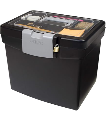 Filing Cabinet Portable File Box Frosted White Hinged Lid With