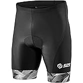 SLS3 Triathlon Shorts Men - Premium FX Mens Tri Shorts - 2 Pocket, Padded, Medium Compression (Grey Edge, Large)
