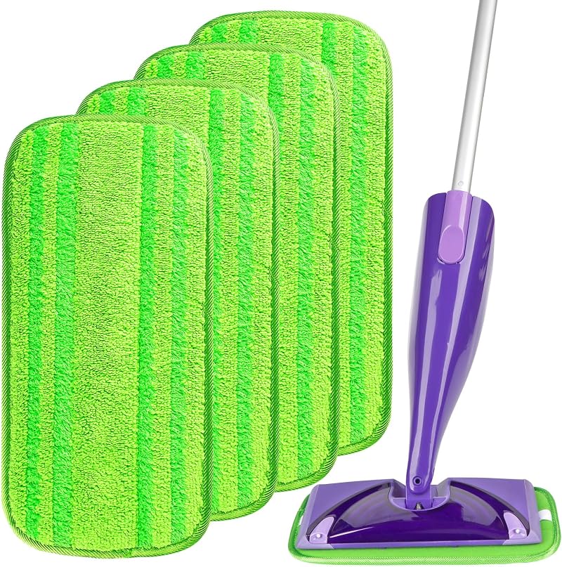 AIDEA 4pk Microfiber Mop Pads for Swiffer WetJet, Reusable Washable 11.6x5.5"
