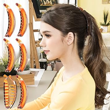 rc roche 6 stuck premium haarklammern haarspangen klemmen geschwungen bananen franzosische fur dickes haar pferdeschwanz large braun