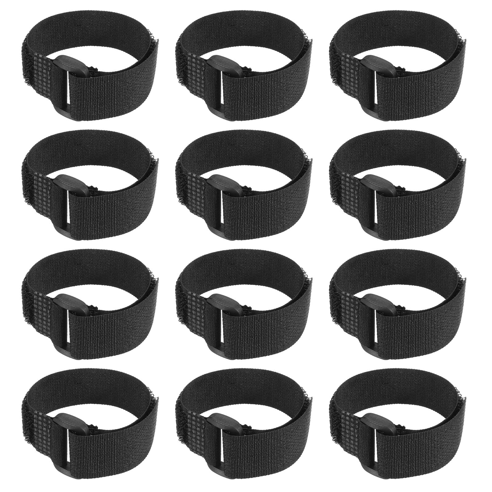 PATIKIL Reusable Cable Ties 8x1inch, 12 Pack Adjustable Hook and Loop Straps Multipurpose Nylon Fastening Cord Wrap for Organizer or Storage, Black