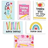 Hadley Designs Teacher Thank You Cards with Envelopes -24 Teacher Appreciation Cards Bulk, Cute Thank You Notes from Students, Teacher's Day End of School Year Christmas & Valentines Card for Teachers