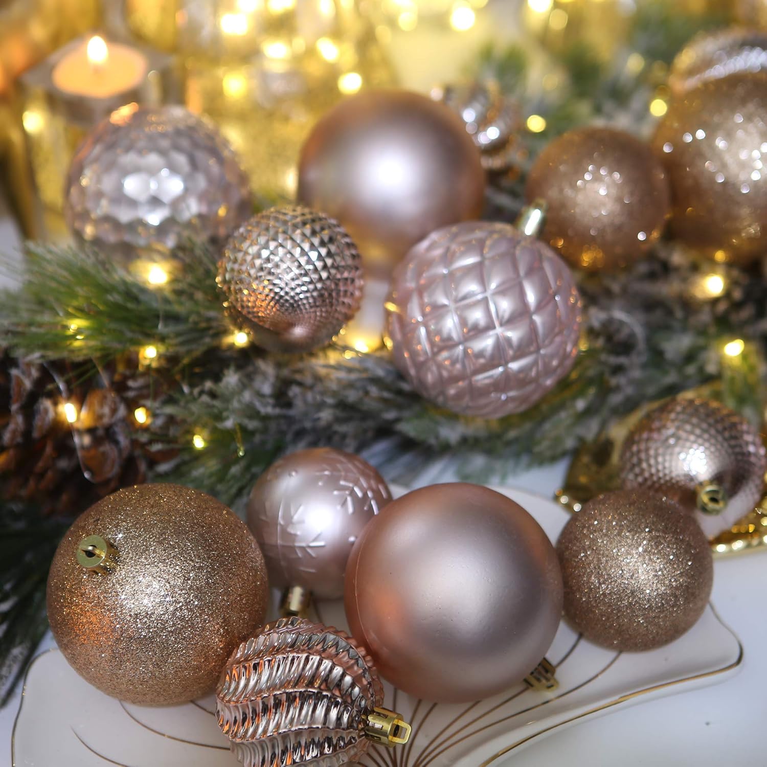 Sea Team 46-Pack Christmas Ball Ornaments with Strings, 30mm/1.18" Mini Size Baubles, Shatterproof Plastic Christmas Bulbs - Image 4