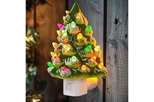 Dazzle Bright Ceramic Christmas Tree Night Light, UL Certified Nightlight Plug in, Vintage Christmas Decorations Indoor, Room Home Decor and Accessories, Night Light for Kids/Adults