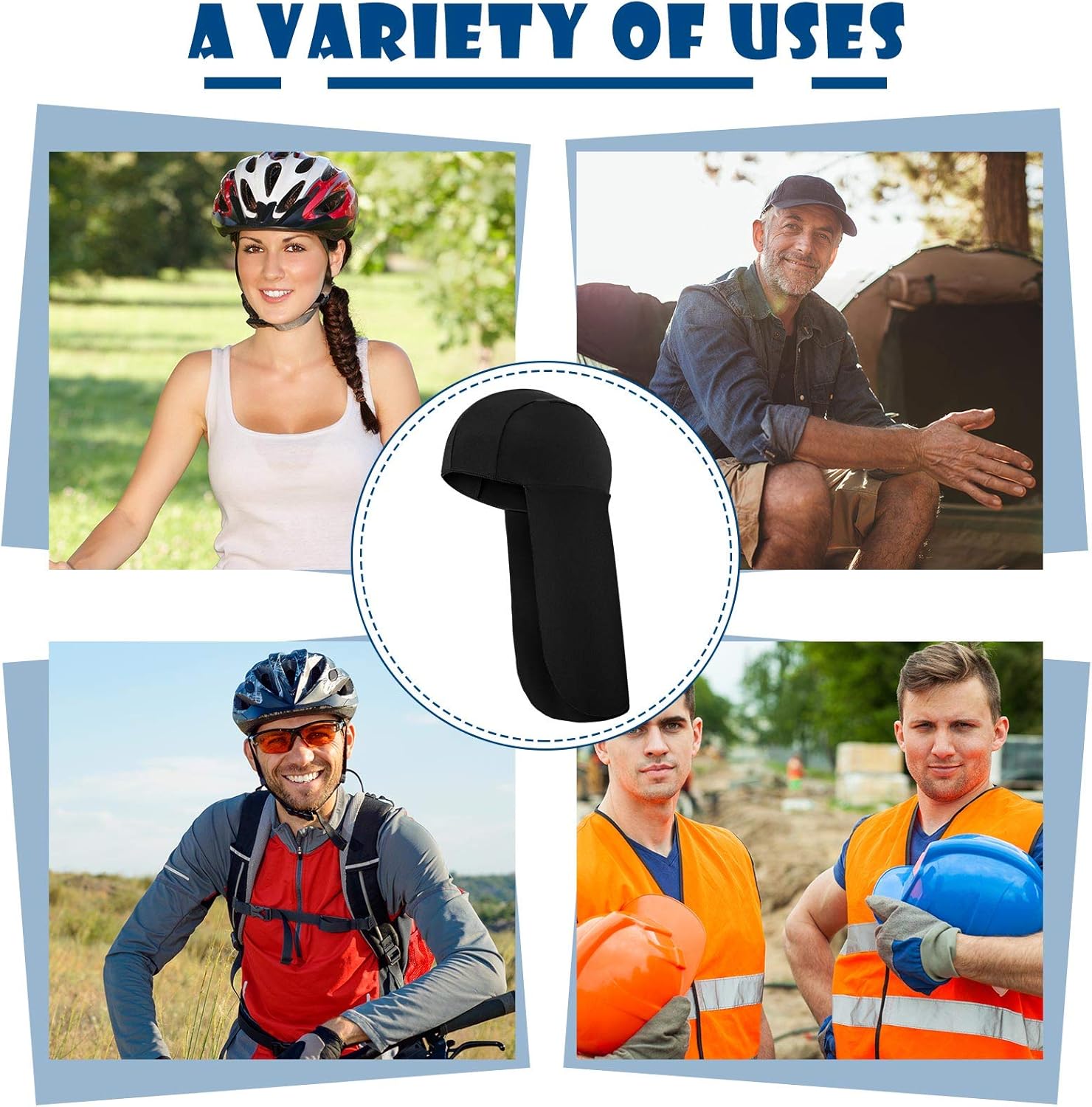 6 Pieces Elastic Resistant Hard Hat Neck Shade Elastic UV Protection Sun Shade Hat Neck Shield Neck Protector to Cover Neck for Fishing, Riding (Black) - - 