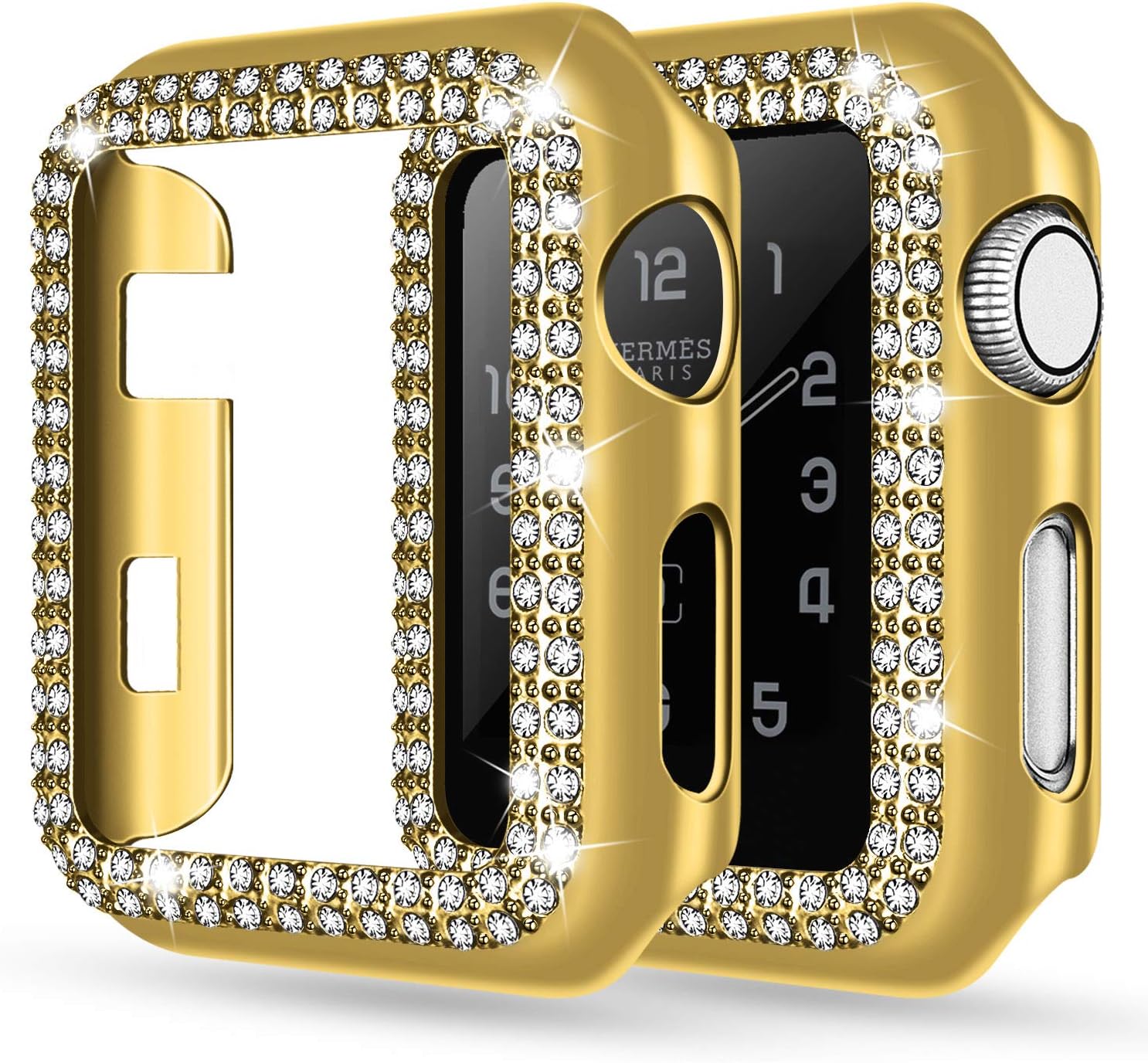 Adepoy Apple Watch Case 40mm Series 6/5/4 SE Bling Rhinestone Apple Watch Protective Case Bumper Frame Screen Protector Case Cover for Women Girl iWatch Series 40mm Gold