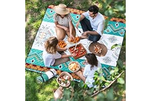 OUTTERRA Picnic Blanket 80''x80'' Extra Large Outdoor Blanket, Waterproof Beach Blankets, Foldable Picnic Mat for Camping, Grass, Park, Travel - RainforestGreen