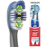 Colgate 360 Vibrate Battery Powered Electric Toothbrush, Medium, 2 Pack | One AAA Battery Included, Cleans Teeth, Tongue, Cheeks, and Gums, Vibrating Bristles Powered by Sonic Technology