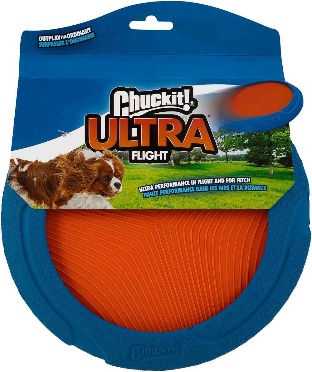 Chuckit Ultra Flight Frisbee Rubber Dog Toy Long Distance Easy Pickup