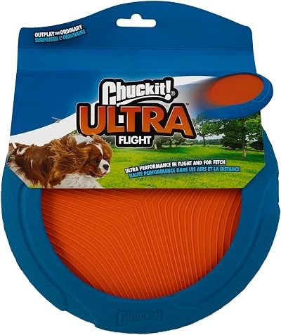 Chuckit Ultra Flight Frisbee Rubber Dog Toy Long Distance Easy Pickup