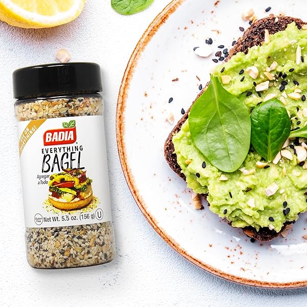BADIA EVERYTHING BAGEL SEASONING BLEND, 5.5 OZ – SESAME SEED, POPPY SEED, GARLIC, ONION AND SALT