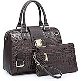 Dasein Women Barrel Handbags Fashion Satchel Bags Top Handle Shoulder Purses Vegan Leather Work Tote