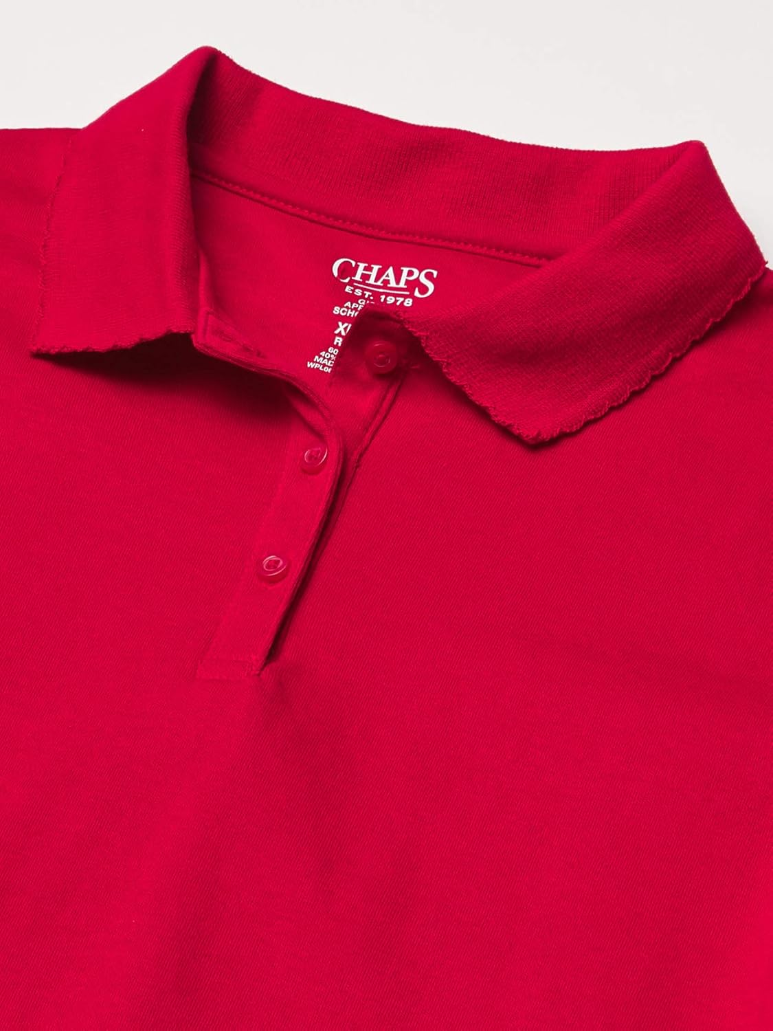 Chaps Girls' School Uniform Short Sleeve Interlock Polo: Clothing