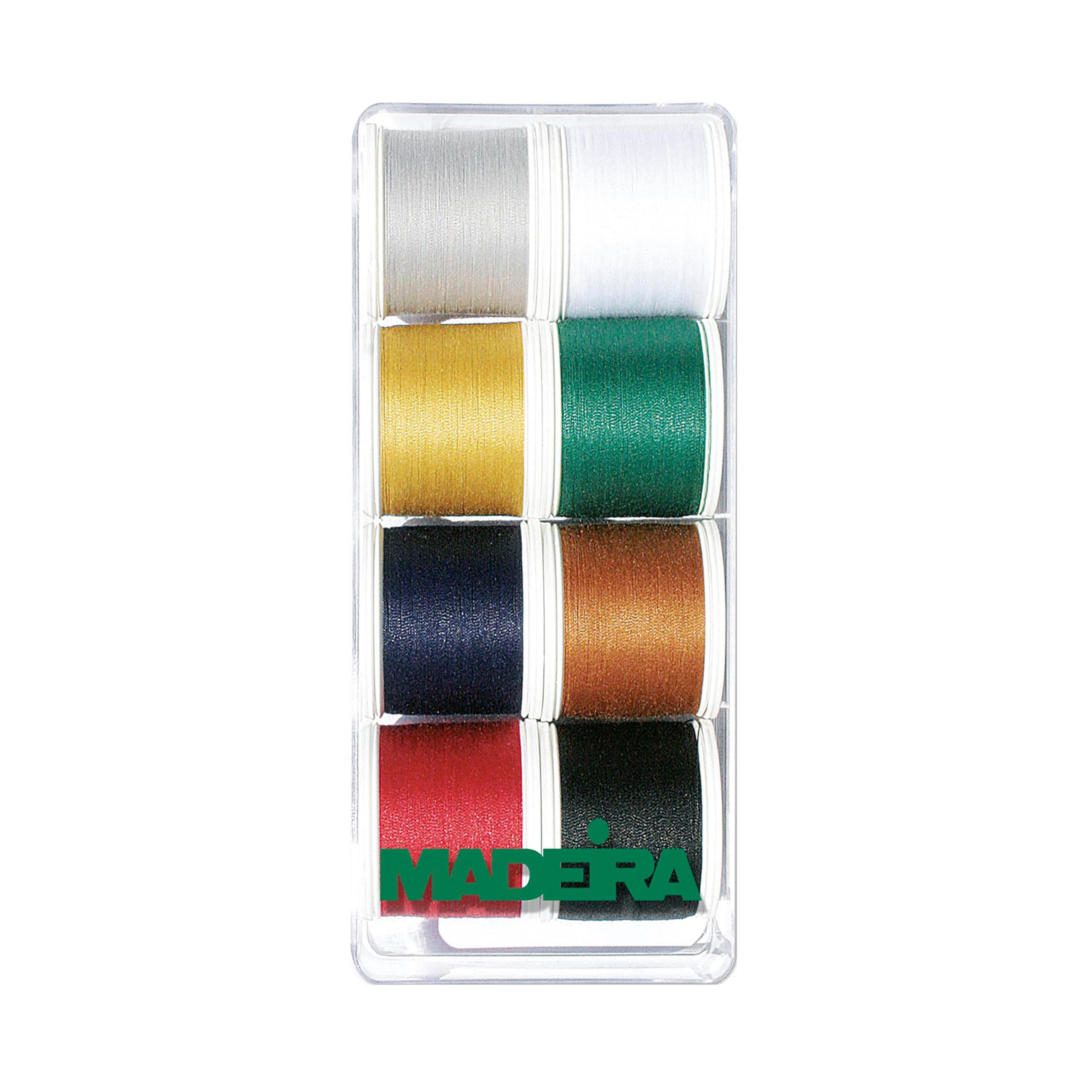 Madeira Aerofil 'Allesnäher' (Sewing All-Rounder) 8017 Sewing Thread Box with 8 Coloured Bobbins of 400 m Each