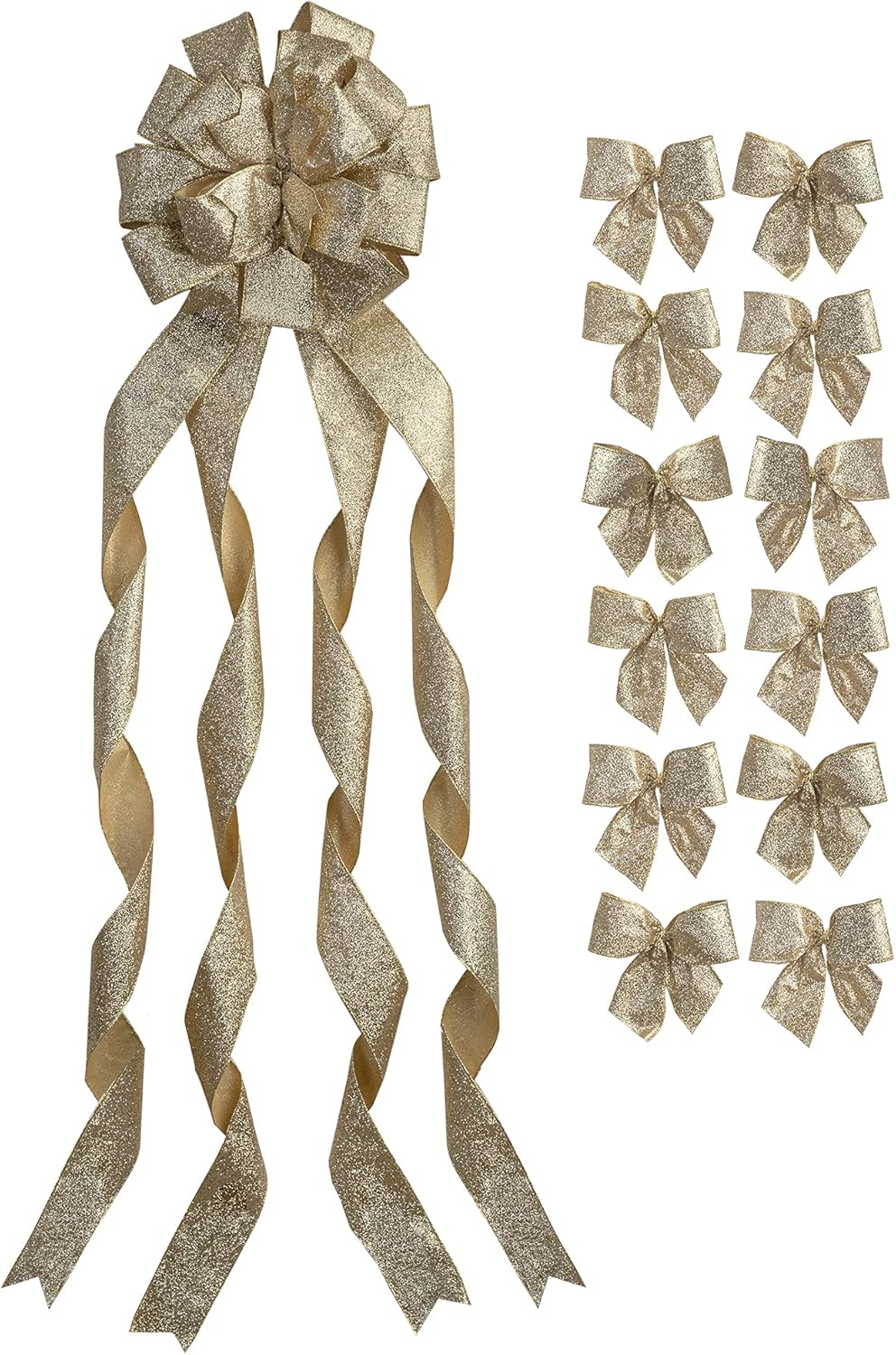Bows & Ribbons - New Traditions Simplify Your Holiday Bow Bundle - A1300 - Gold Chunky Glitter w Edge