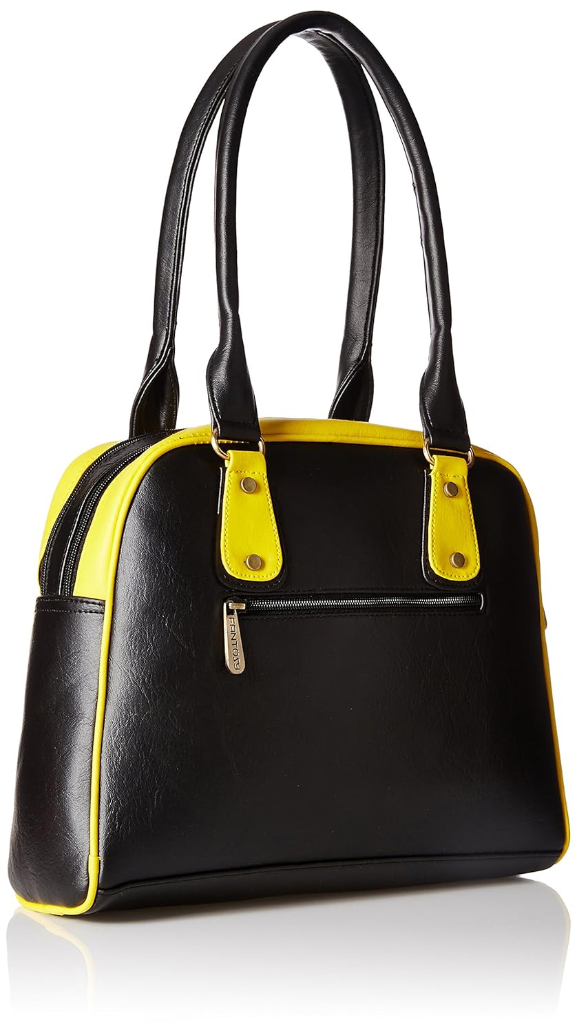 fantosy women's handbag (black and yellow) (fnb-434)