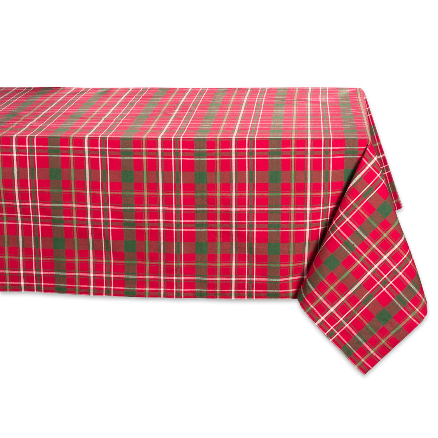 DII Tartan Holly Plaid, Cotton, Red & Green, Square Christmas Tablecloth, 52x52 — image 1