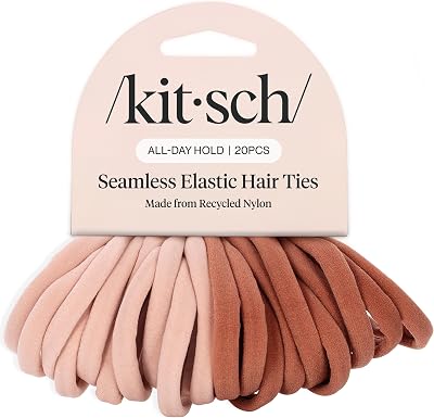 Kitsch Blush Hair Ties 20 Pcs No Damage Nylon Elastic Bands for Women