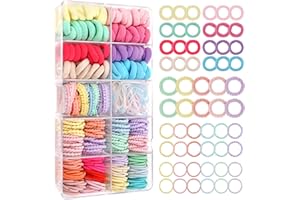 BBGIFTS 400PCS Baby Hair Ties Toddler Hair Accessories, Ponytail Holders Hair Ties for Girls Kids Elastic Hair Rubber Bands with Organizer Acrylic Box (5 Types)