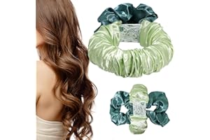 VTZNOJ Heatless Hair Curler Overnight to Sleep In,Heatless Curling Scrunchie for Women Soft Silk Lazy Rollers Headband for Long Hair Overnight. (Green)
