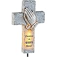 Collections Etc Solar Powered LED Lighted Cross with Praying Hands Stake NO SIZE