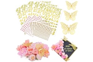 DENYLO PRO Graduation Cap Decoration Kit Included Assorted Flower Heads 3D Butterfly Glitter Number Letter Stickers Rhinestone Stickers for Grad Cap Topper DIY Craft Art Decor (Pink)