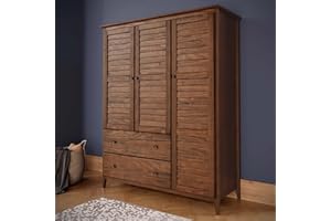Grain Wood Furniture Greenport 3-Door Wardrobe, Brushed Walnut
