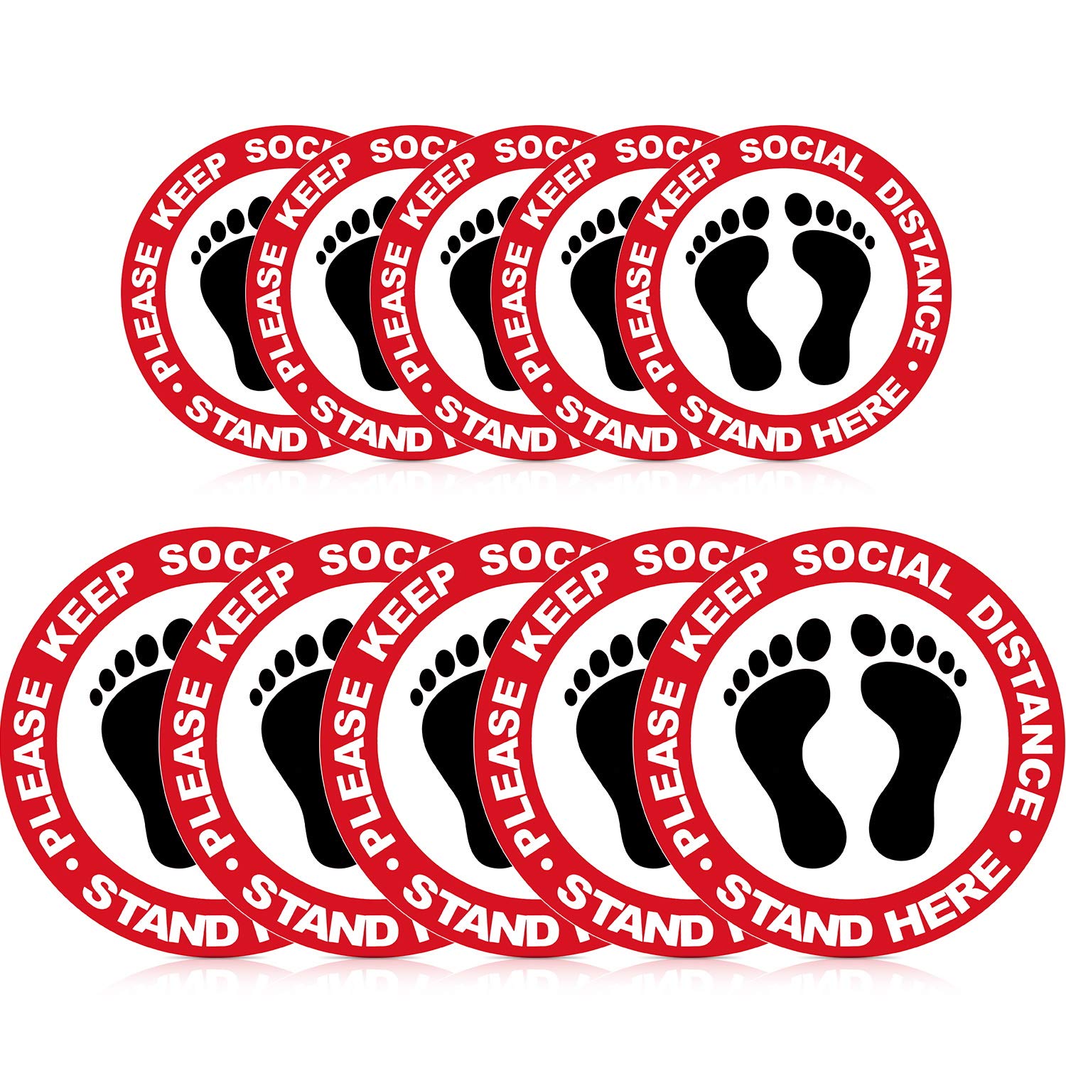 10 Pieces Social Distance Floor Decal Stickers 7 Inch and 12 Inch Safety Floor Sign Sticker Marker