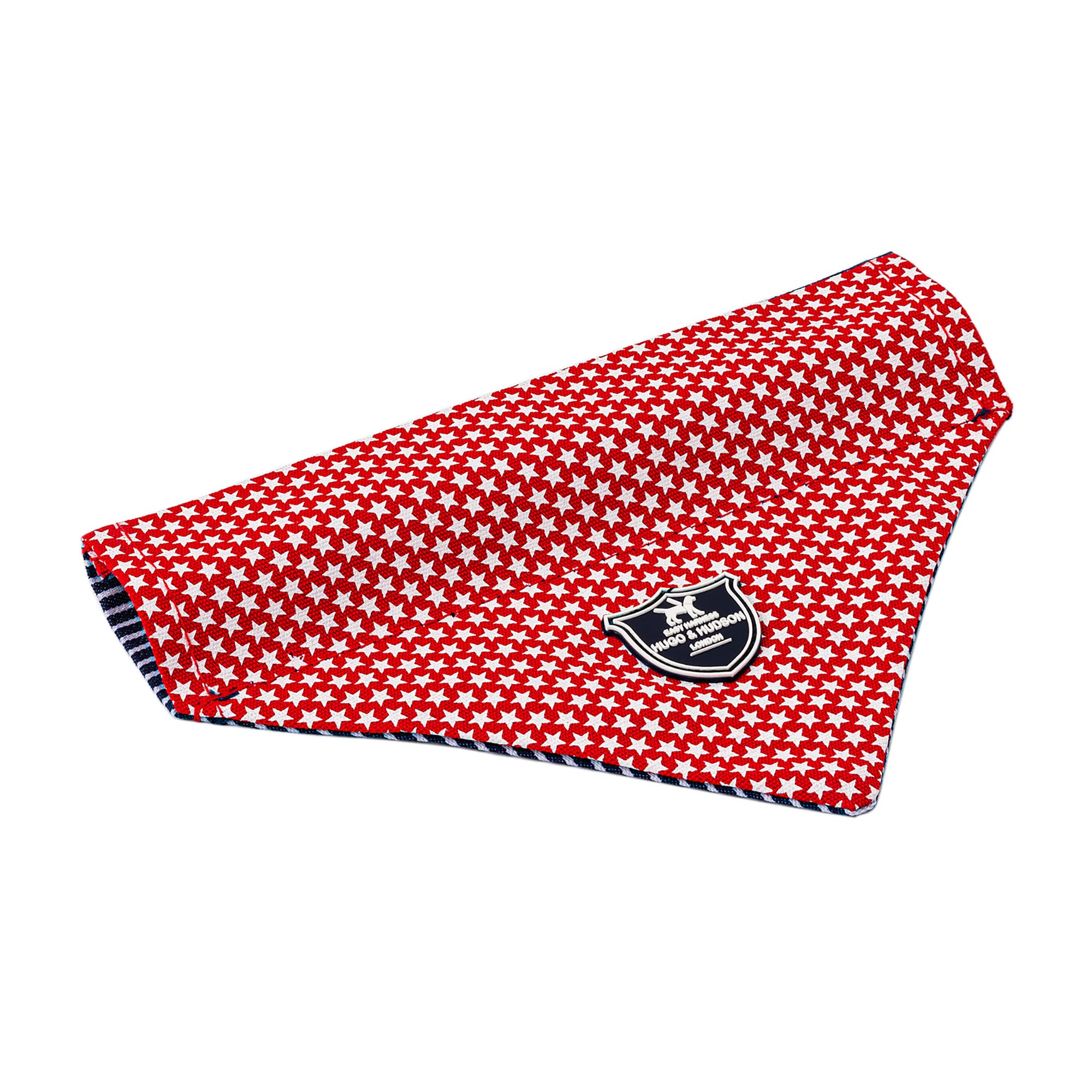 HUGO & HUDSON Dog Bandana Neckerchief, Washable Fabric Triangle Neck Kerchief Scarf, Red Star, XS