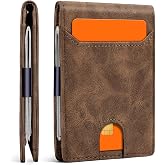 XZVXZV Slim Wallet for Men,Money Clip Minimalist Card Wallet RFID Blocking Front Pocket Bifold Mens Wallet Thin Credit Card Holder with 11 Card Slots ID Window Crazy Horse Coffee