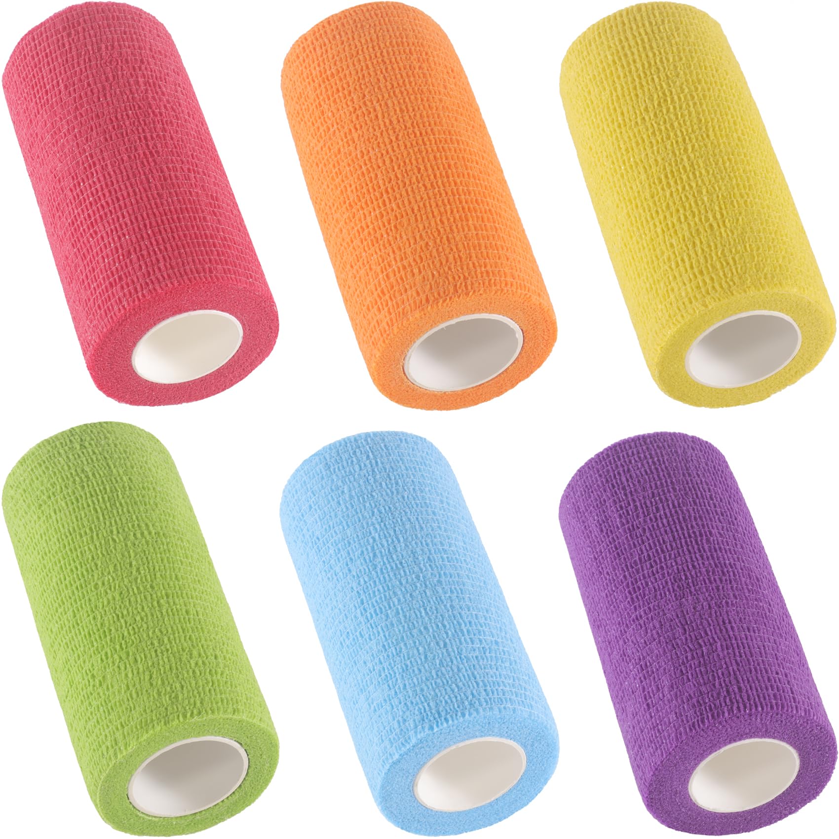 Photo 1 of 6-Pack Self Adhesive Bandage Wrap 4 Inch x 5 Yards, Elastic Athletic Tape, Tattoo Grip Tape, Non Woven Medical Tape for First Aid, Sports, Wrist, Ankle, Vet Wrap for Pets (Multi-Color)