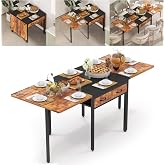 NAIYUFA Folding Dining Table,Dining Room Table with Drawers,Industrial Extendable Table for 6-8 People,for Dining Room,Living Room,Restaurant,Saving Space
