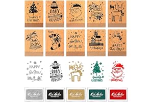 MOUNTCLIM 15 Pcs Merry Christmas Wooden Rubber Stamps with Craft Ink Pads, Xmas Tree Snowman Snowflake Stamps Vintage Wooden DIY Art Stamps for Winter Party Decor Scrapbooking Cards Making
