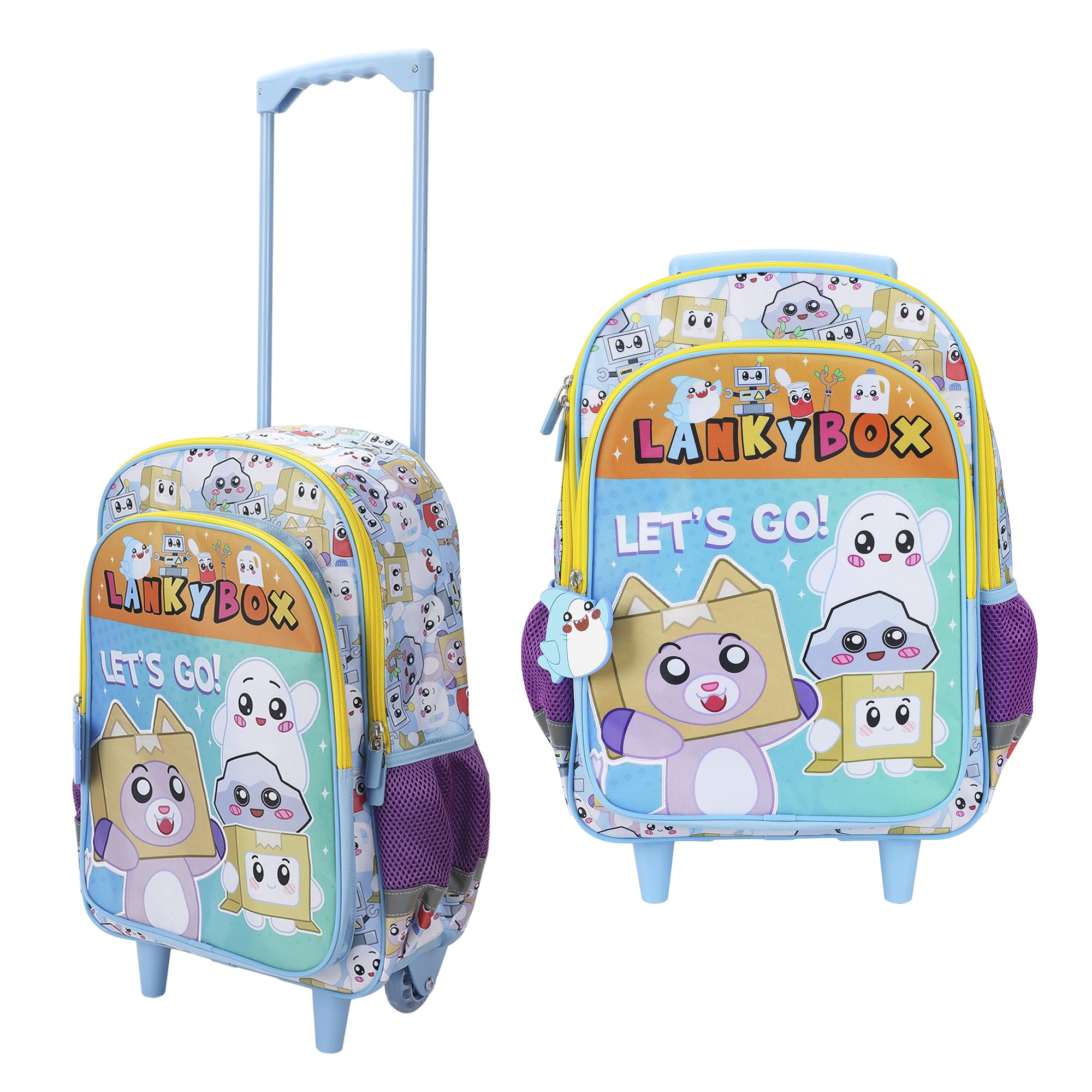 Photo 1 of Bioworld Lanky Box Let's Go! 16" Rolling Travel Backpack With Wheels And A Keychain