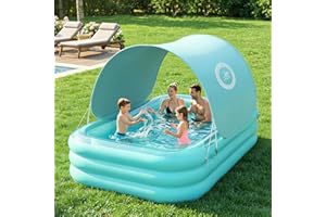 HeySplash Inflatable Pool with Canopy, Swimming Pool for Adults, Large Blow Up Pool Ideal for Family Backyard Garden Party, O