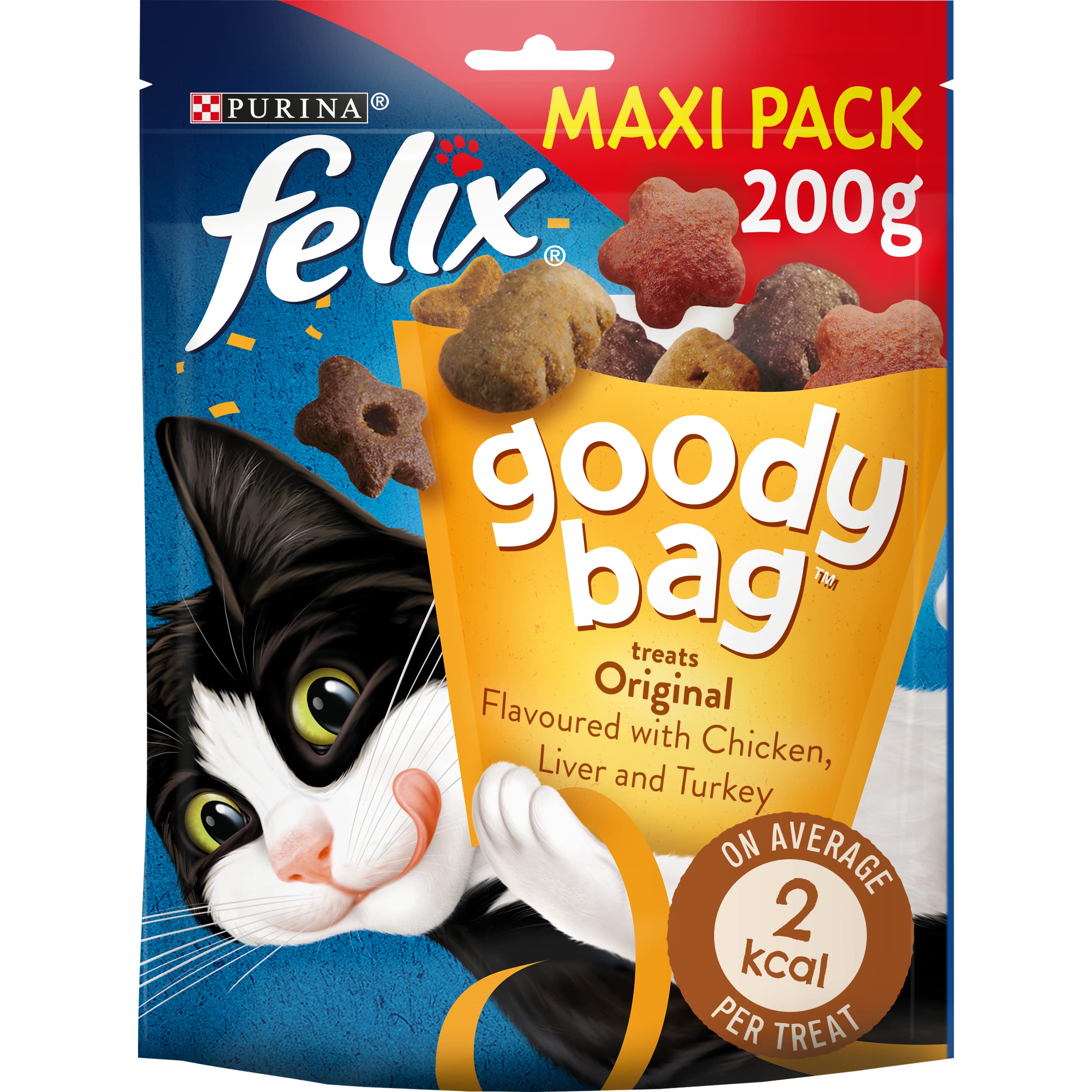 FELIX Goody Bag Original Mix Chicken, Liver and Turkey Cat Treats 200g (Pack of 5)