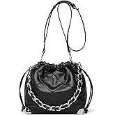 DORIS&JACKY Drawstring Bucket Shoulder Bag for Women Quilted Hobo Purse With 2 Removable Straps And 4 Metal Corner Protector