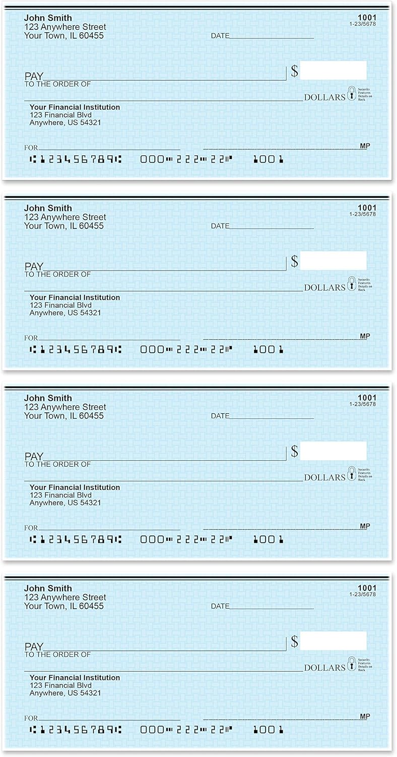 Top Tear Blue Safety Personal Checks - Value Priced (1 Box of Duplicates, Qty. 100) : Office Products
