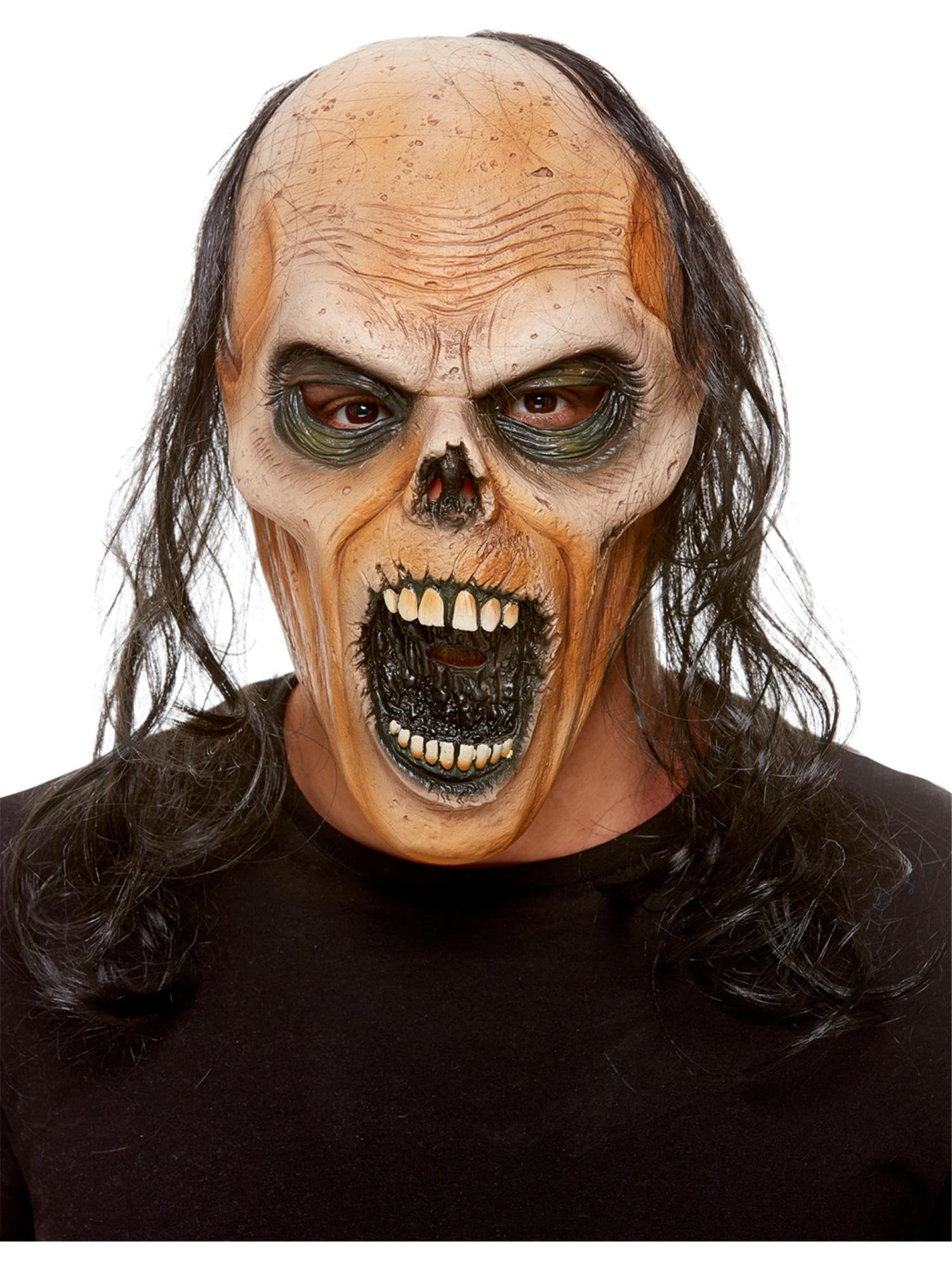 Smiffys Zombie Latex Mask, Brown, Halloween Zombie Alley Fancy Dress, Zombie Dress Up Masks