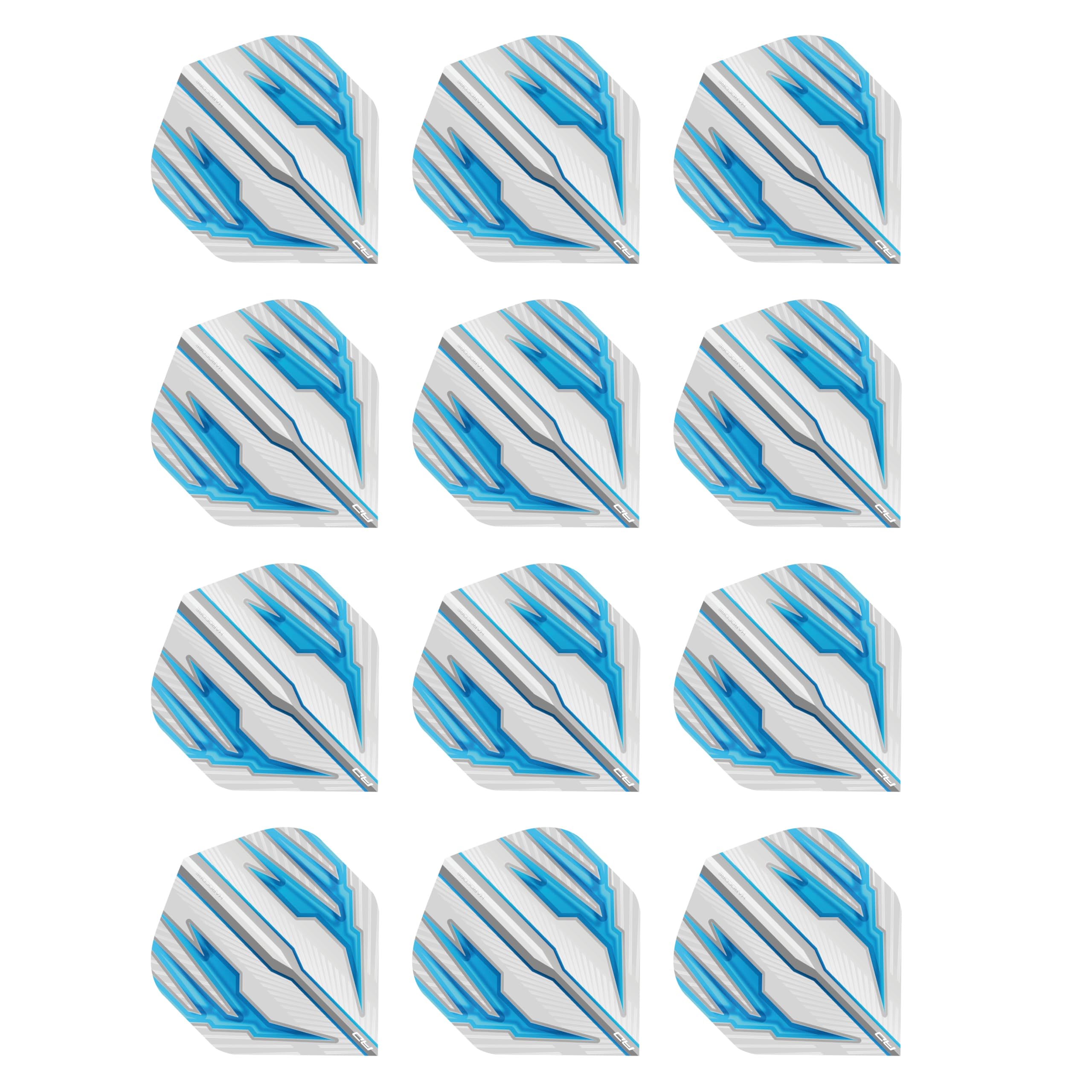RED DRAGON Hardcore Radical White & Blue Extra Thick Standard Dart Flights - 4 sets Per Pack (12 Dart Flights in total)