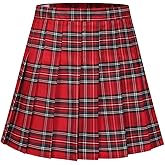 Tivifox Womens Girls Pleated Tennis Skirts High Waisted A-line Skirt School Uniform Athletic Golf Skorts with Shorts,2T-4XL