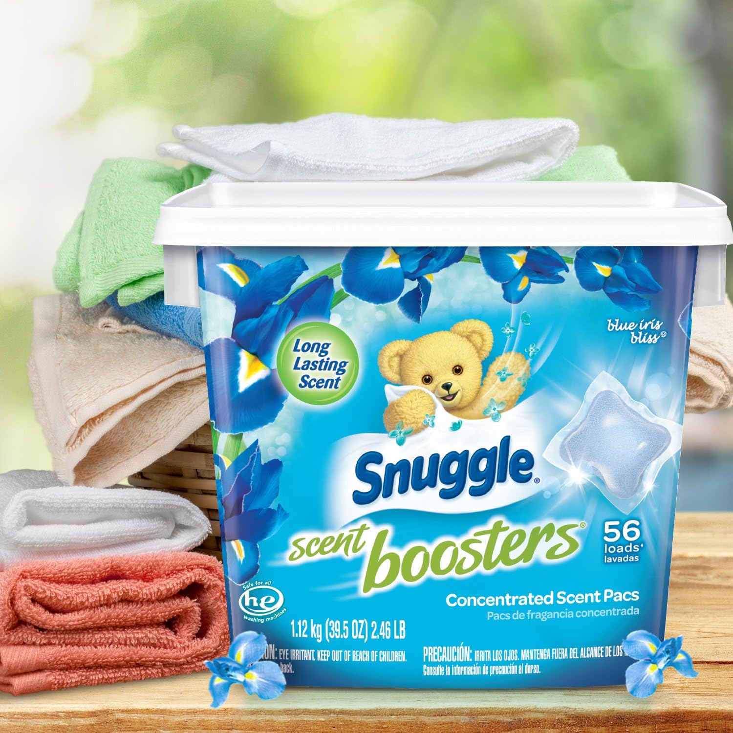Snuggle Laundry Scent Boosters Concentrated Scent Pacs, Blue Iris Bliss, Tub, 56 Count: Health & Personal Care