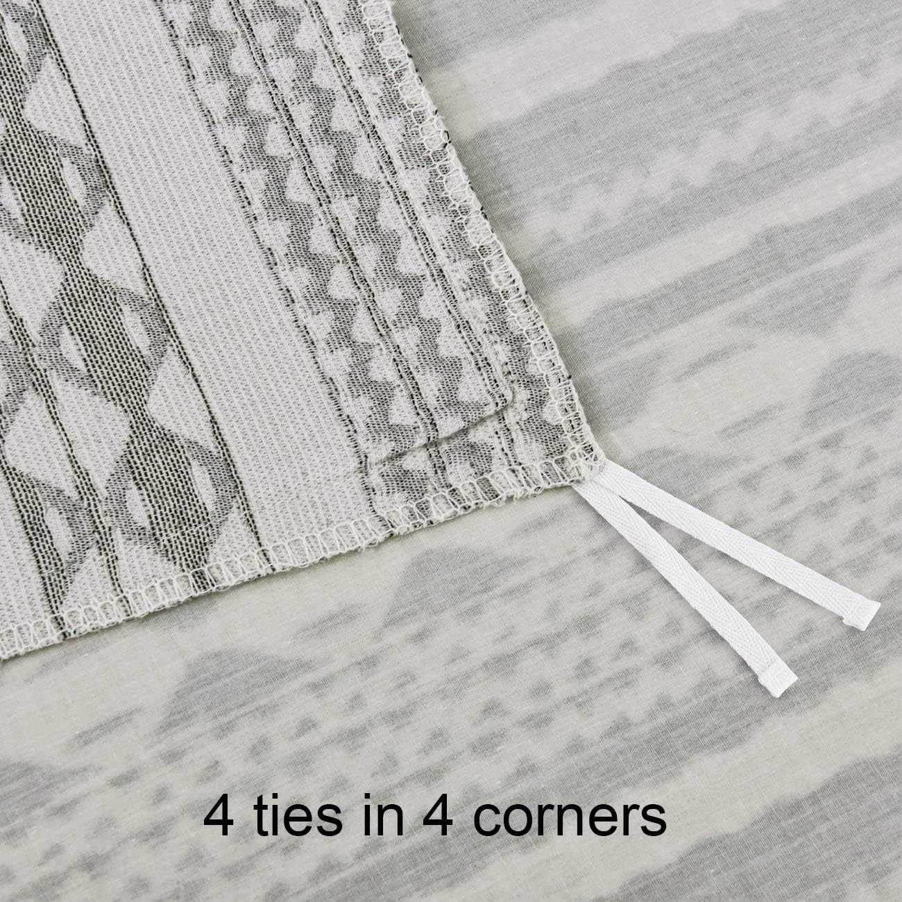 PHF Cotton Boho Textured Duvet Cover Set - Geometric Pattern Bedding Yarn Dyed Jacquard Stripe - Soft and Cozy, Suitable for All Season - 3 Pieces, King (106” x 92”), Grey: Home & Kitchen