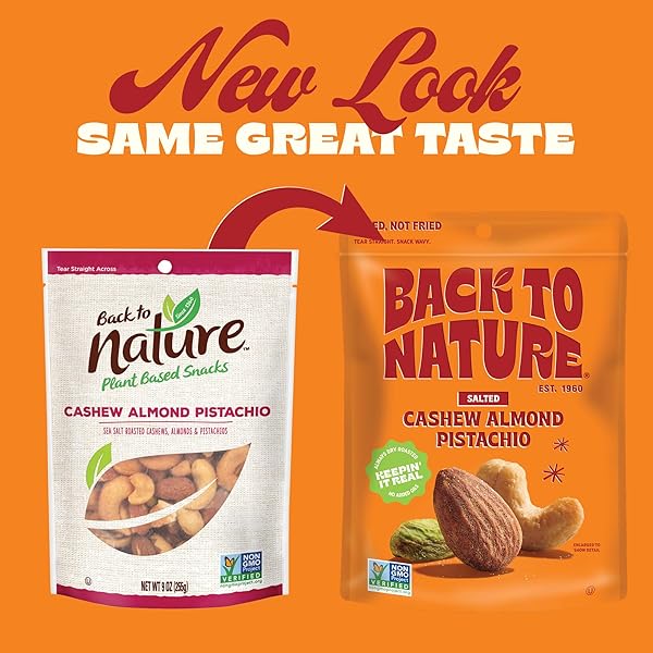 BACK TO NATURE PREMIUM NUT MIX – CASHEW, ALMOND & PISTACHIO BLEND, DRY ROASTED WITH SEA SALT, NON-GMO HIGH PROTEIN SNACKS, 9 OUNCE