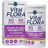 Vital Planet - Vital Flora Probiotics for Women Over 55 Daily Shelf Stable Probiotic 60 Billion CFU, 60 Diverse Strains, 7 Organic Prebiotics, Immune Support and Digestive Health 30 Capsules