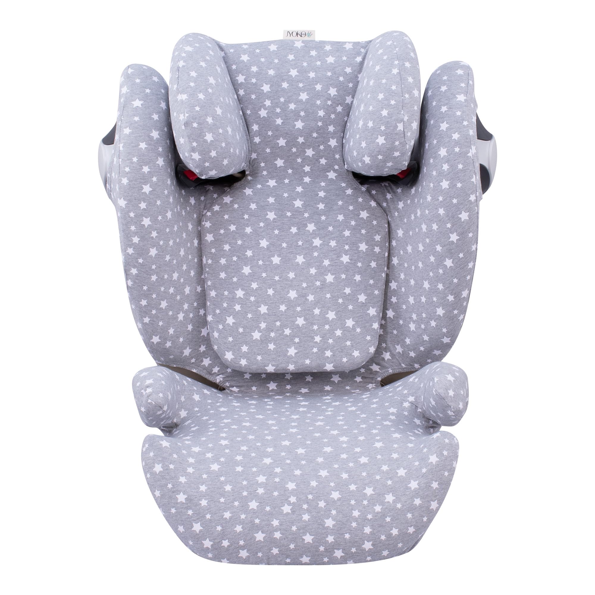JYOKO KIDS Baby car seat cover liner made cotton compatible with Cybex Solution M and Pallas B - Fix (White Star)