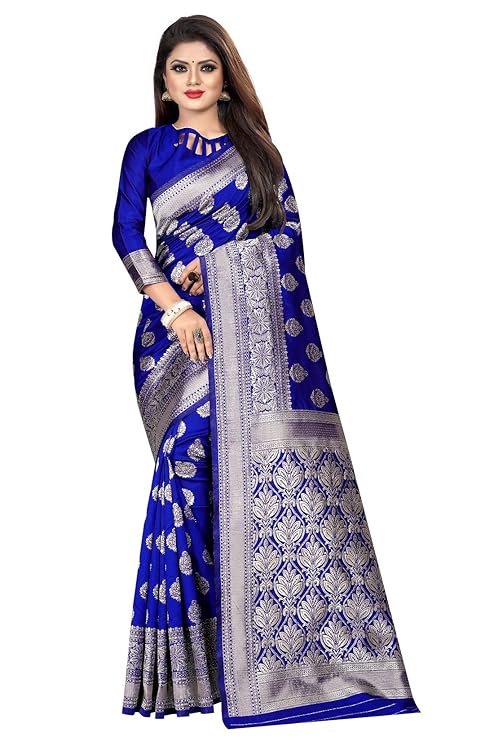 Women's Kanjivaram Silk Saree With Blouse Piece